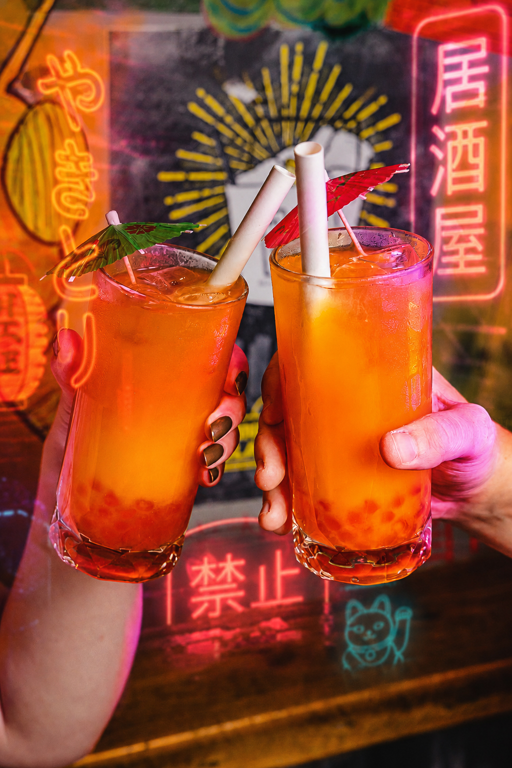 Neon cocktail drinks photography for bars in Leeds