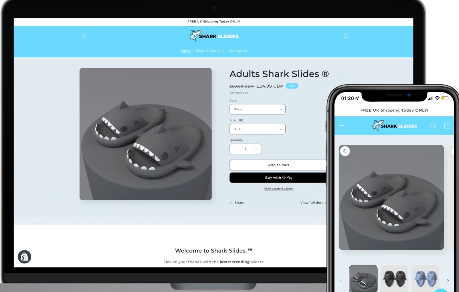 Product Stores design mockup, Leeds web design