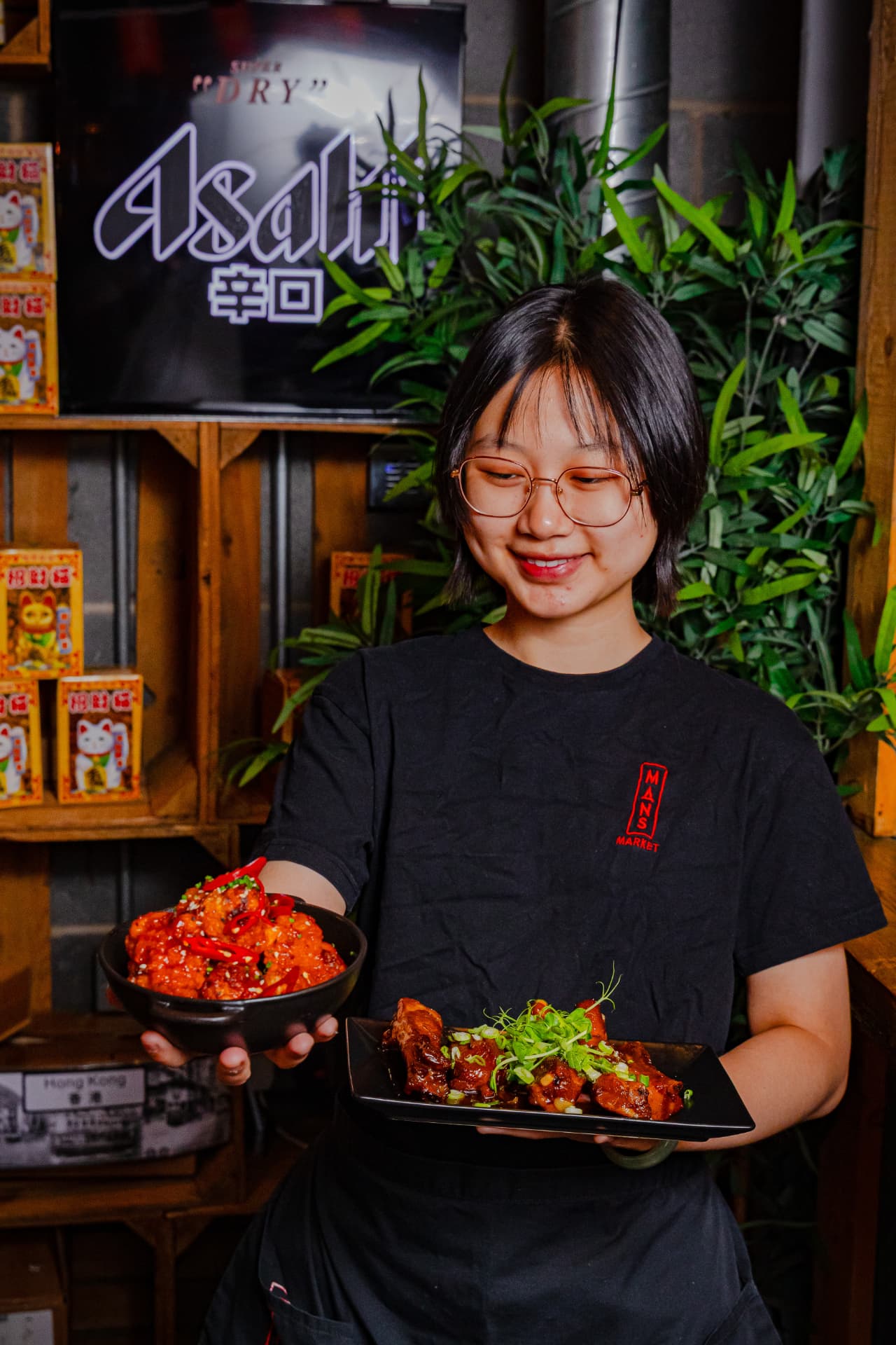 Chef presenting Asian dishes, hospitality photography in Leeds