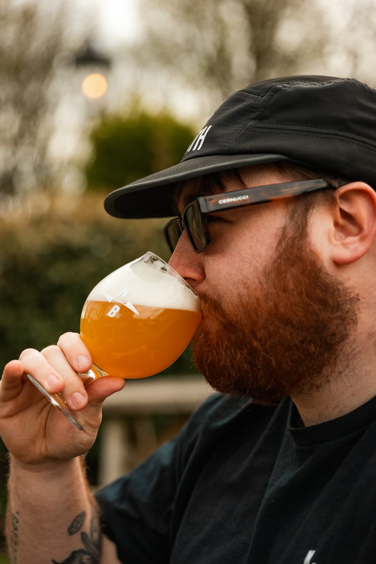 Customer drinking craft beer at a Leeds taproom