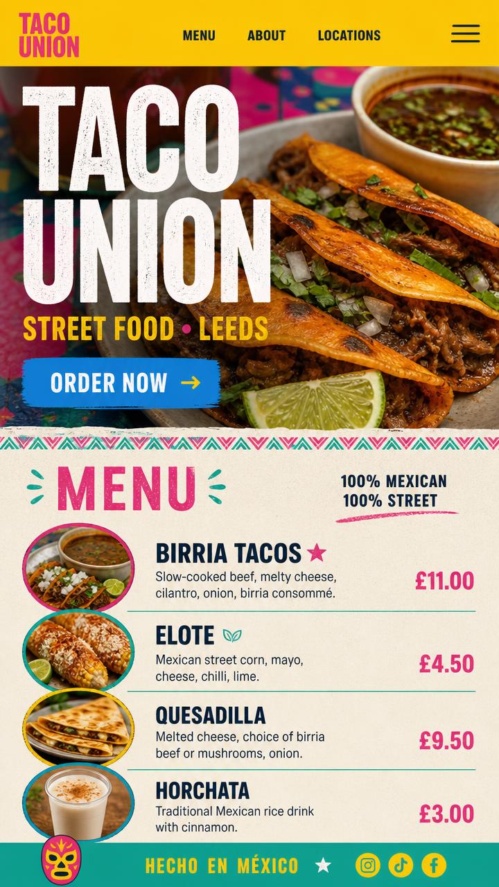 Taco Union mobile website design