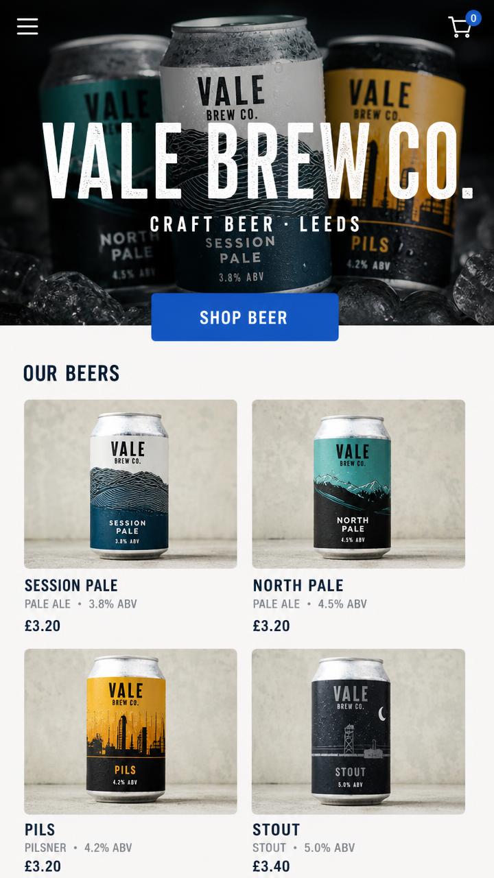Vale Brew Co. mobile website design