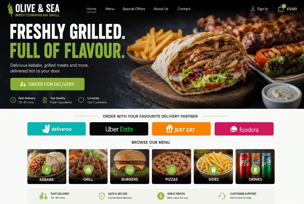 Olive & Sea desktop website design, Leeds